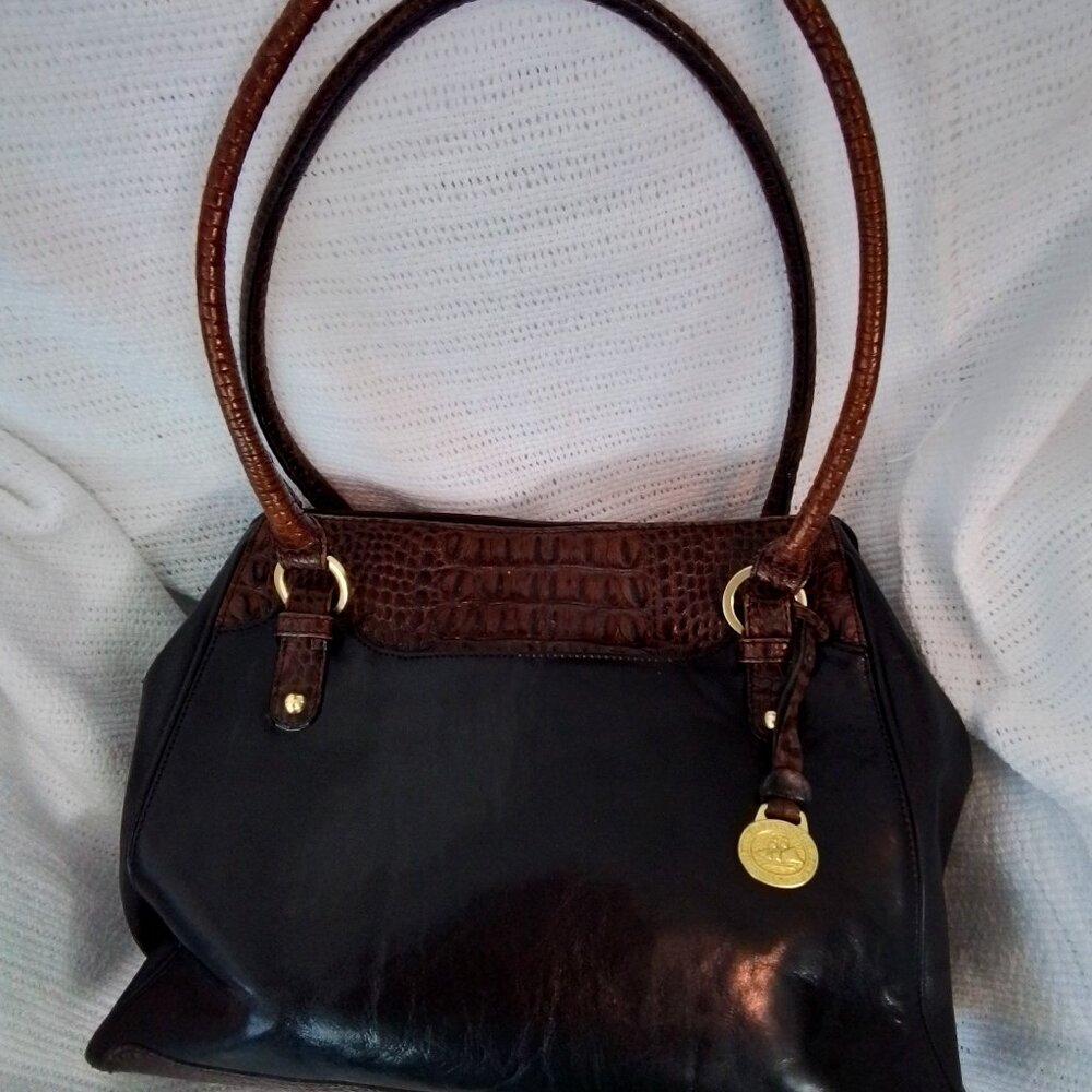 Brahmin Handbag Black and Pecan Large